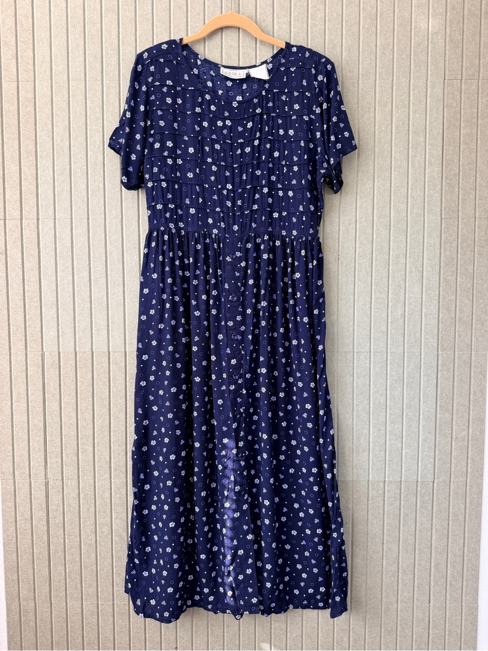Erika Navy Floral Maxi Dress with White Print Size L/XL